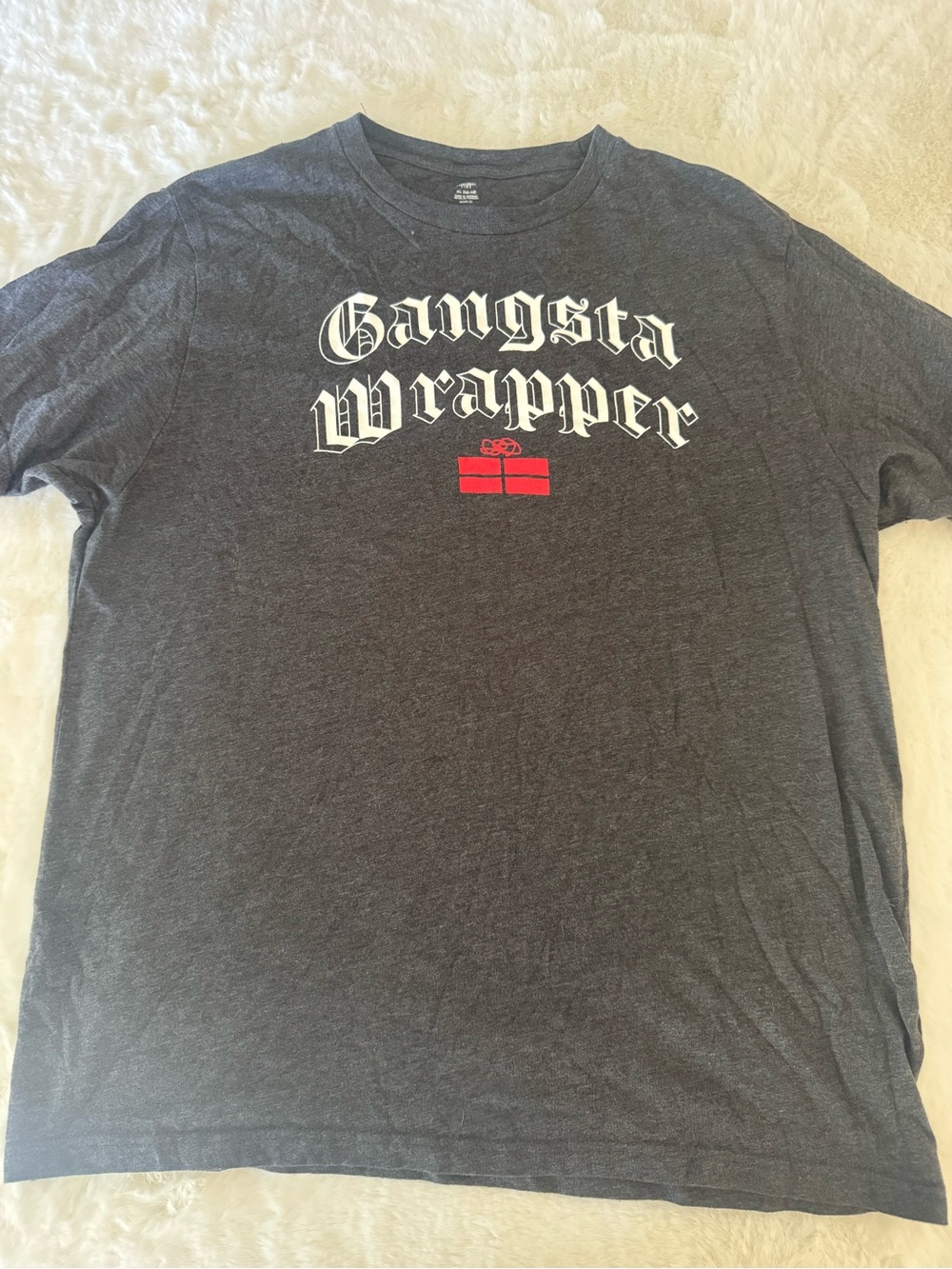 Holiday Time Charcoal Graphic Tee with Red Gift Accent